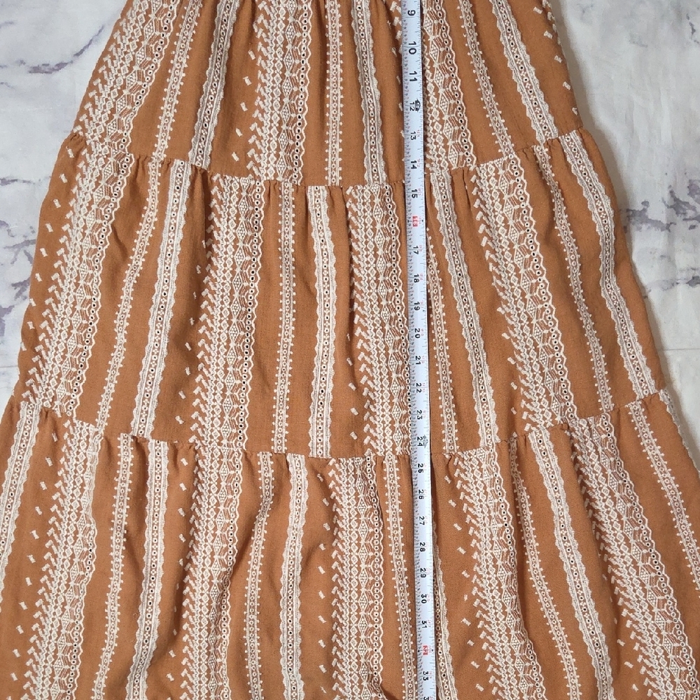 Greylin Tan/White Embroidered Midi Dress - Picture 5 of 10